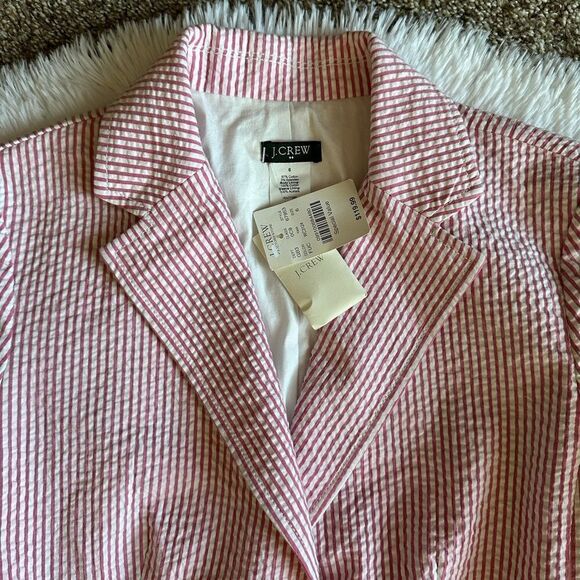 J. Crew Blazer Jacket New Pink White Striped Womens Size 6 - Picture 4 of 9